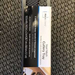 NWT steel mesh grey cutlery utensil tray organizer